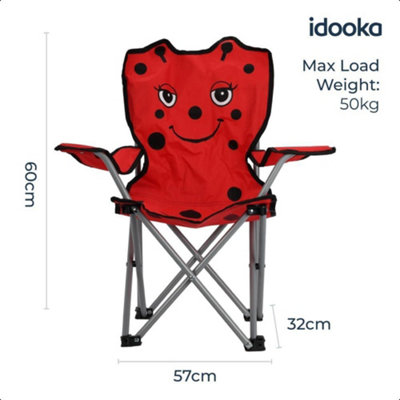 Kids Folding Deck Chair Red Ladybird Animal Design Garden Camping Outdoors