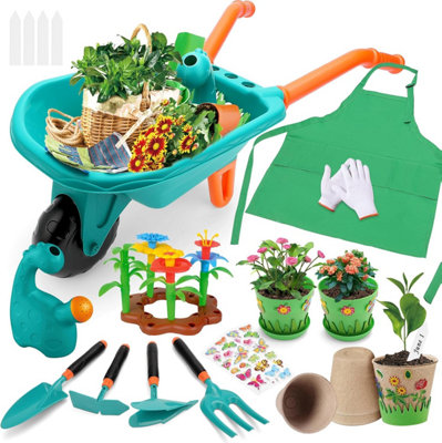 Kids Gardening Playset 17Piece Set with Watering CanFlower Pots