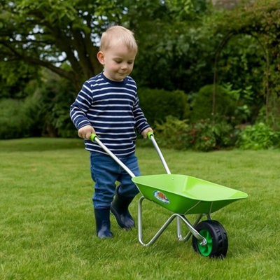 5-Piece Kids Gardening Tool Set With Wheelbarrow - Metal Tools For Toddler Garden Activities