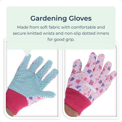 Kids Gardening Set 5p Aged 3+ Wheelbarrow Tool Set White Ladybird Gloves