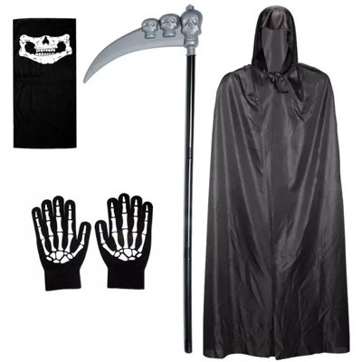 Kids Grim Reaper Phantom Halloween Fancy Dress Costume Death Robe Outfit
