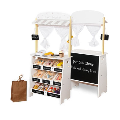 Kids Grocery Store Playset,Pretend Play Store Toy & Wooden Supermarket ...