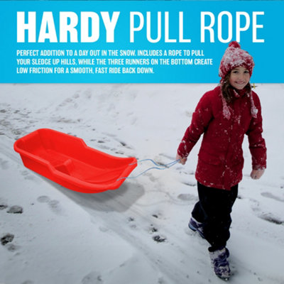 Kids Heavy Duty Snow Sledge Toboggan Sleigh Sled Rope Plastic Adults Ski Board