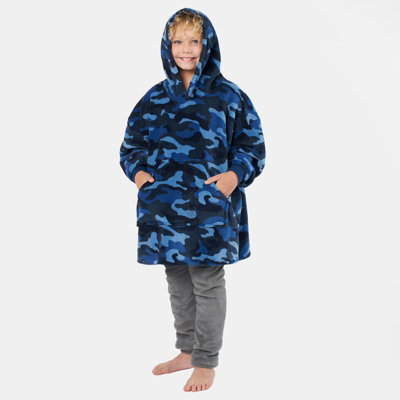 Kids Hoodie Blanket Oversized Sherpa Fleece Camo Jumper Sweatshirt Soft Throw