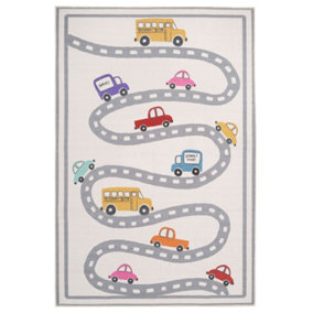 Kids Interactive Car Road Play Mat Soft Non Slip Washable Bedroom Rug 120x170cm
