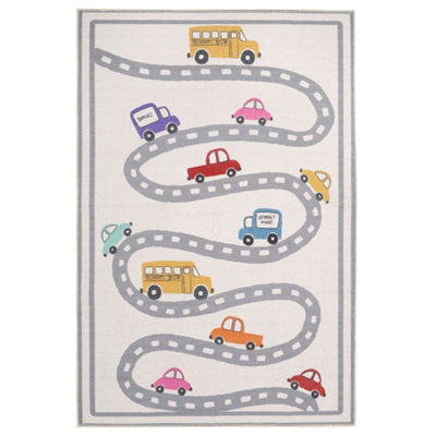 Kids Interactive Car Road Play Mat Soft Non Slip Washable Bedroom Rug 80x150cm