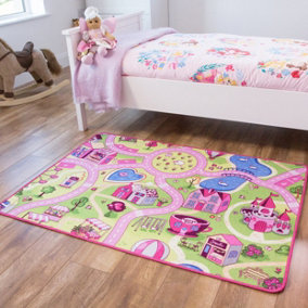 Kids Interactive Funfair Village Play Mat Soft Bedroom Rug 95x133cm