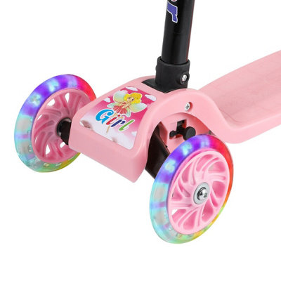 Kids Kick Scooter With Light-Up Wheels – 3-Wheel Lean-to-Steer, Adjustable Handlebar, Holds Up To 150 Lbs