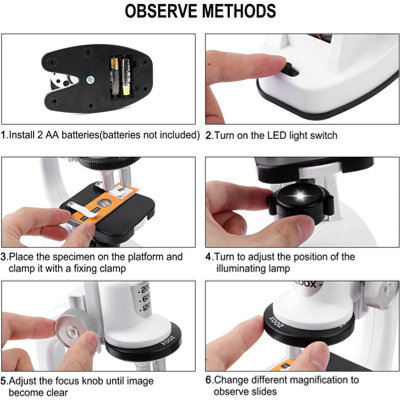 Kids Microscope, Portable Microscope Kit with LED Light