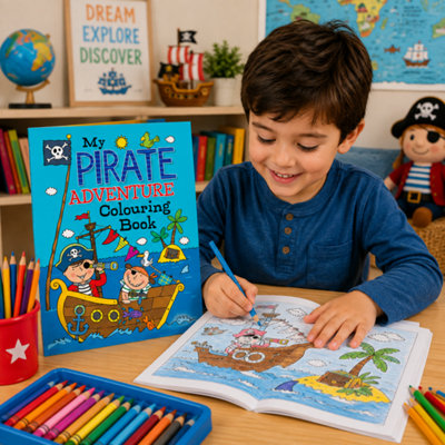 Kids My Pirate Adventure Colouring Book Fun Pirate Ships Treasure ...