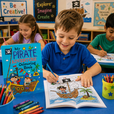 Kids My Pirate Adventure Colouring Book Fun Pirate Ships Treasure ...