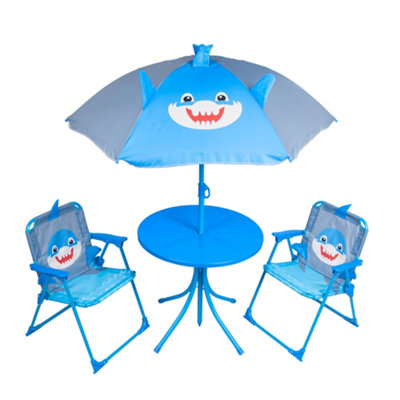 Kids Outdoor Patio Set Cool Shark Design Table 2x Chairs