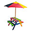 Kids Outdoor Wooden Picnic Bench Table Set With Parasol / Umbrella for Chilren