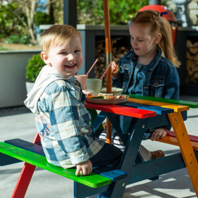 Children's outdoor table discount and chairs with parasol