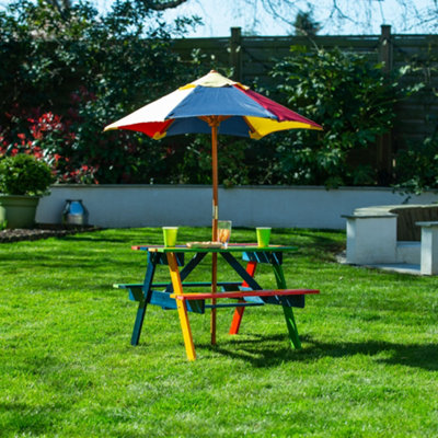 Garden bench with discount umbrella