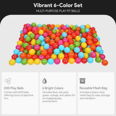 Kids Pit Balls, BalanceFrom 200-Piece Plastic Toy Balls for Playpen or Pool