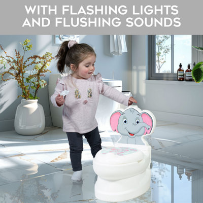 Kids Potty Training Toilet Seat with Flush Sound & Light Portable Easy Clean Removable Pot & Seat