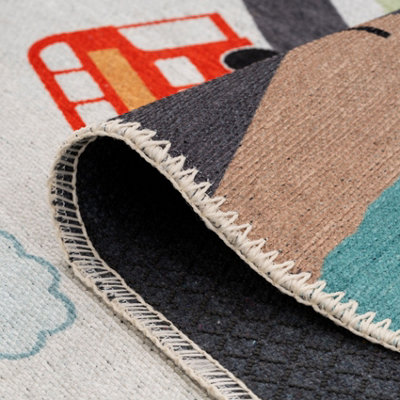 Kids Roads City Play Mat Soft Non Slip Washable Bedroom Rug
