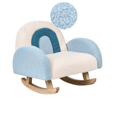 Kids Rocking Chair Rainbow OMBO Boucle Light Blue