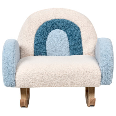 Kids Rocking Chair Rainbow OMBO Boucle Light Blue