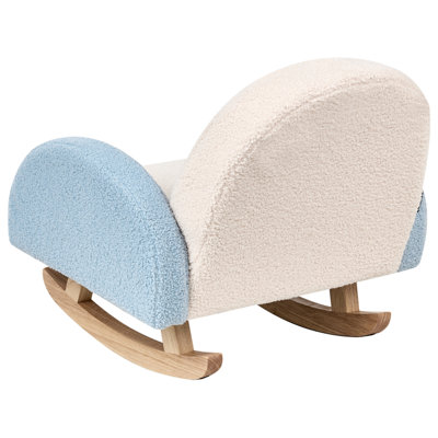 Kids Rocking Chair Rainbow OMBO Boucle Light Blue