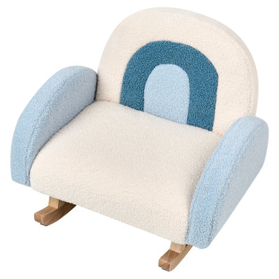 Kids Rocking Chair Rainbow OMBO Boucle Light Blue