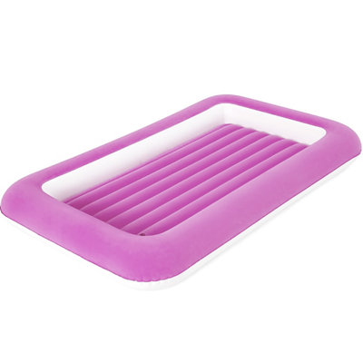 Kids Single Inflatable Airbed with Raised Edge Flocked Design for Home ...