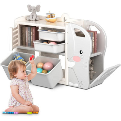 Kids Storage Unit Toy Organiser Cabinet with Removable Bins Boxes