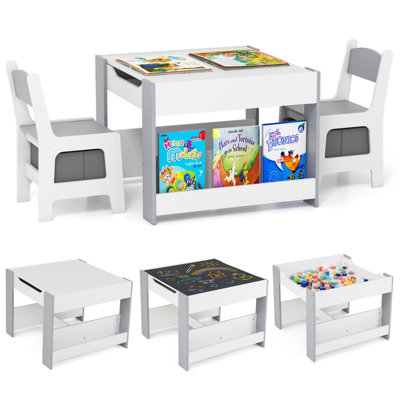 Kids Table & Chairs Set 4 in 1 Toddler Activity Table Playroom