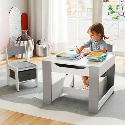 Kids Table & Chairs Set 4 in 1 Toddler Activity Table Playroom