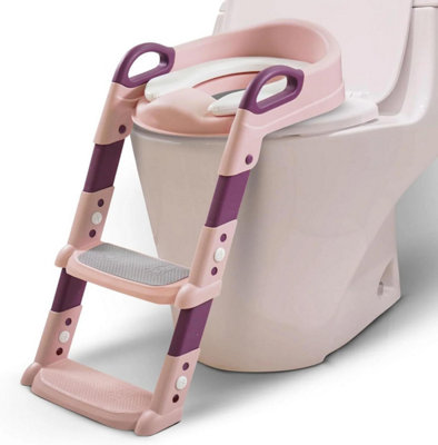 Kids Toilet Training Ladder Pink with Soft Seat Splash Guard Adjustable ...