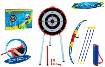 Kids Toy Bow & Arrow Archery Set And Target Outdoor Garden Fun Game Robin Hood