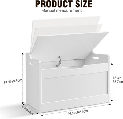 Kids Toy Chest, Large Wooden Storage Bench with 2 Safety Hinges ...
