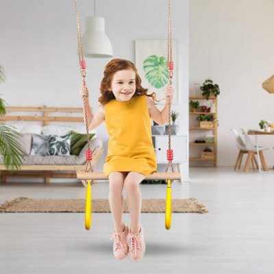 Kids Trapeze Bar With Gym Rings Outdoor Kids Gym Toy Activity Swing ...