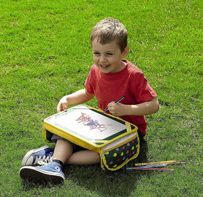 KARLCHUCK Kids Travel Tray - Car Seat Lap Desk With Tablet Holder & Storage Pockets For Road Trips & Flights