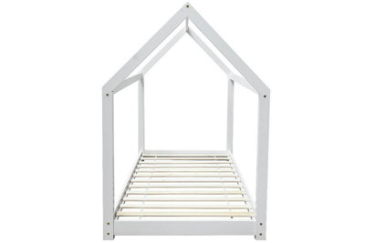 Kids Treehouse White Wooden House Bed - Single 3ft