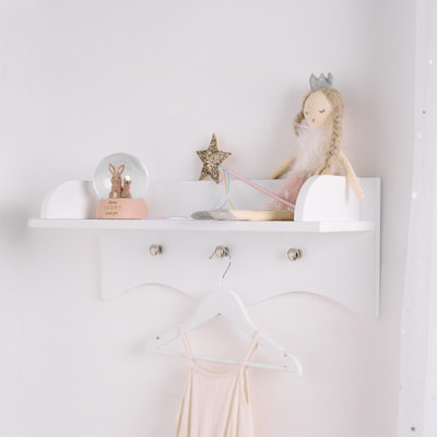Kids Wall Shelf Hanger Hooks Decorative Organiser Shelving Bedroom Storage Rack DIY at B Q