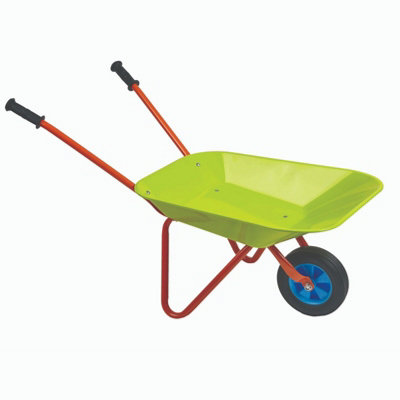 Kids Wheelbarrow Childrens Colourful Metal Plastic Barrow Gardening Tool Novelty Outdoor Educational Toy H47 x W75 x D36cm