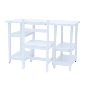 Kids Wooden Desk and Chairs Set with Shelves on the Side - L102 x W44 x H65 cm - White