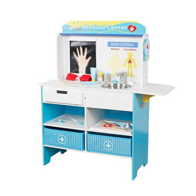 Kids Wooden Doctor Toy Playset Full Medical Check Up Station with Accessories, Pretend Play Toy for Toddlers, Boys & Girls