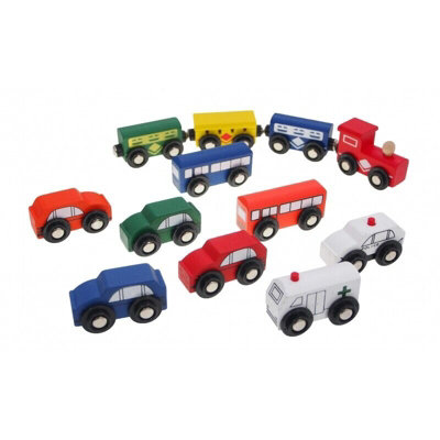 Kids Wooden Train Set 100-Piece City Traffic Railway Toy with Tracks ...