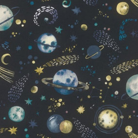 Kids' World Celestial Skies Wallpaper Navy Rasch 300956