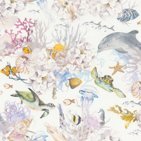 Kids' World Coral Reef Wallpaper White Rasch 301311