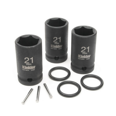 Kielder KWT-125-PO3 1/2" 21mm Scaffolder Impact Socket (52mm Long) with Pin & O-Ring (3 PK)