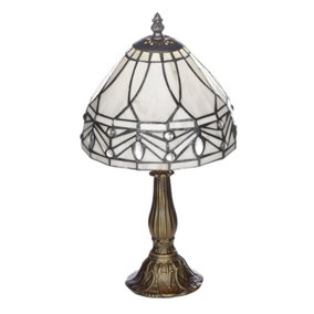 Kilbride Tiffany Bronze Table Lamp and Leaded Cream Marble Wash Glass Shade
