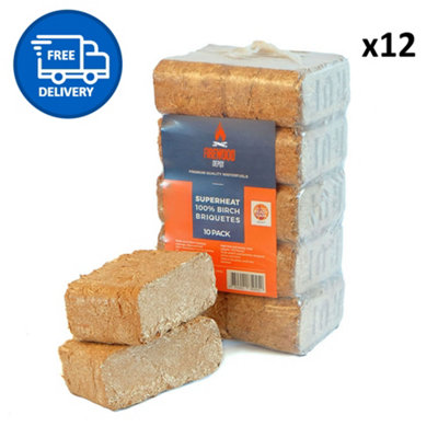 Kiln Dried Briquette Firewood Ruf Heat Blocks Ready To Burn 120 Blocks by Laeto Firewood Depot - INCLUDES FREE DELIVERY