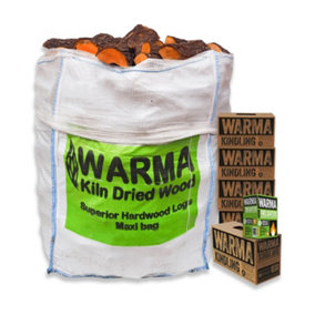 Kiln Dried Hardwood Logs Maxi Bag Kindling Sticks Eco Wood Wool Firelighters Bundle