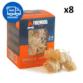 Kiln Dried Natural Firelighters Wood Wool Firewood Ready To Burn 192 Pieces by Laeto Firewood Depot - INCLUDES FREE DELIVERY
