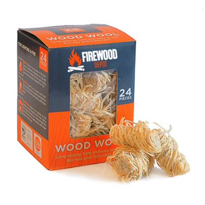Kiln Dried Natural Firelighters Wood Wool Firewood Ready To Burn 24 Pieces by Laeto Firewood Depot - INCLUDES FREE DELIVERY