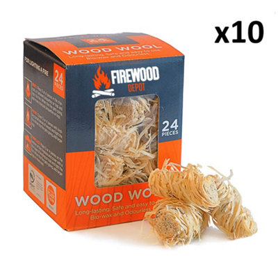 Kiln Dried Natural Firelighters Wood Wool Firewood Ready To Burn 240 Pieces by Laeto Firewood Depot - INCLUDES FREE DELIVERY
